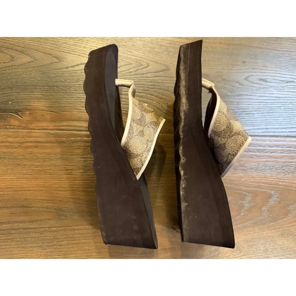 Coach Signature C Platform Thong Sandal Flip Flops